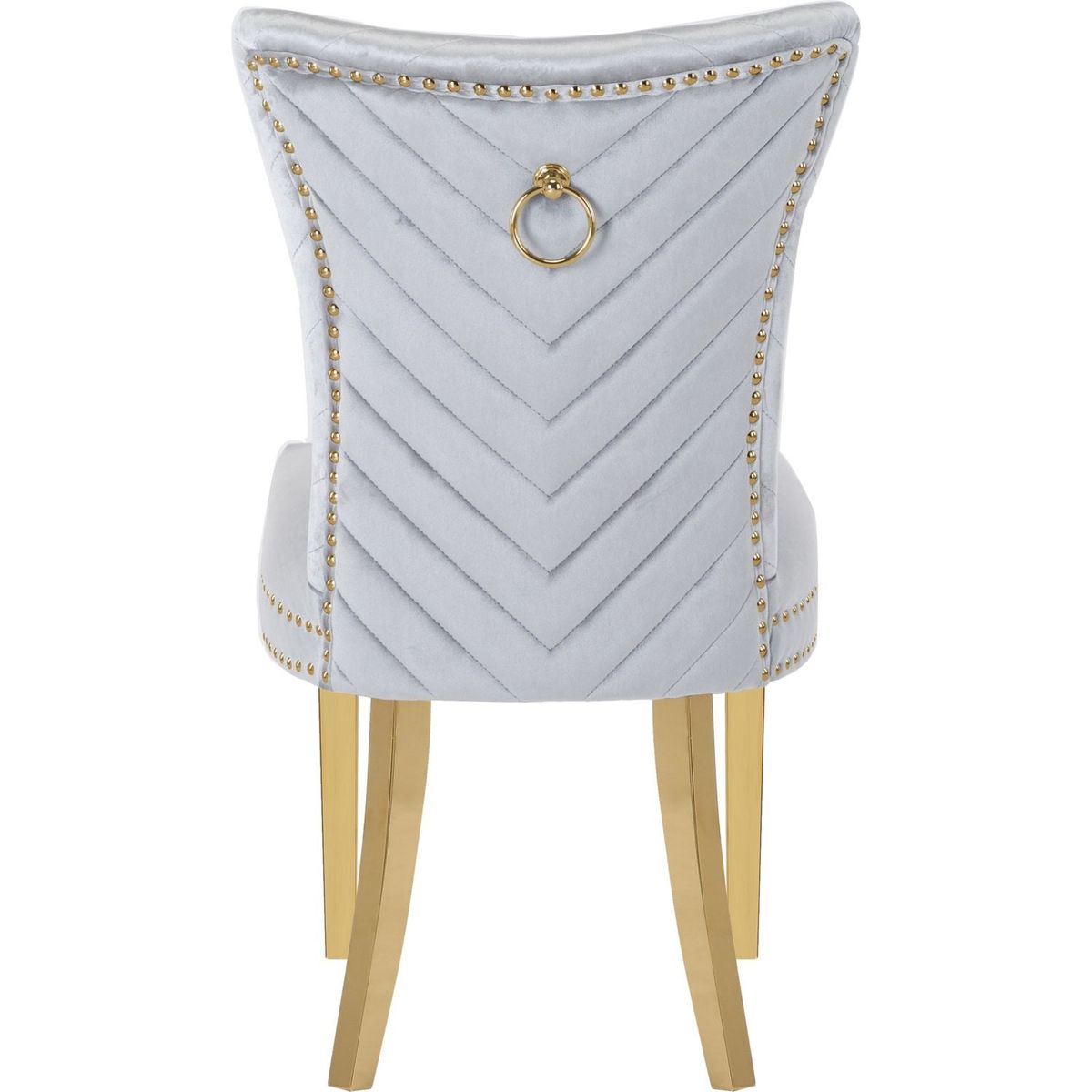 Eva 2 Piece Gold Legs Dining Chairs Finished with Velvet Fabric in Silver