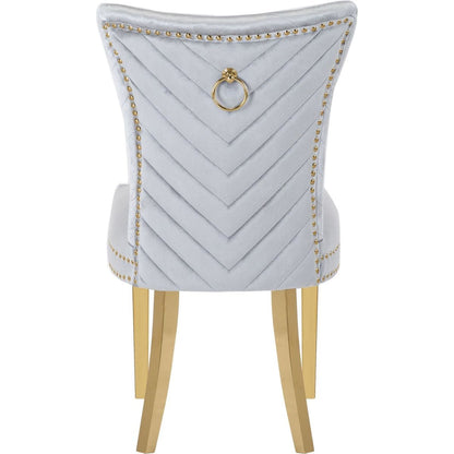 Eva 2 Piece Gold Legs Dining Chairs Finished with Velvet Fabric in Silver