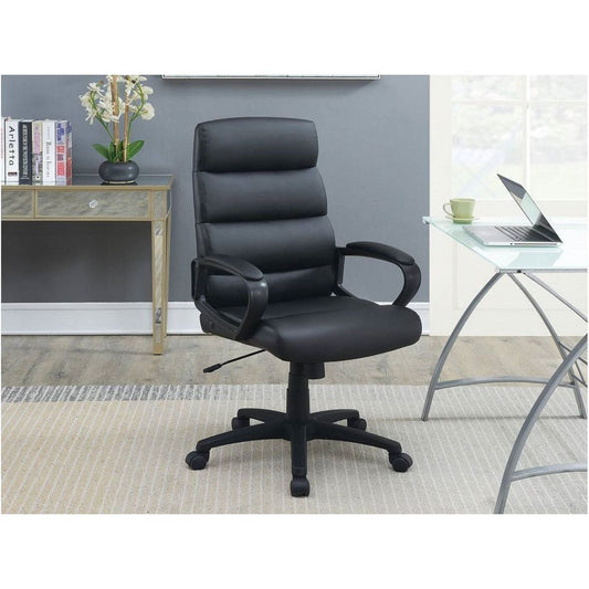 Black Faux leather Cushioned Upholstered 1pc Office Chair Adjustable Height Desk Chair Relax