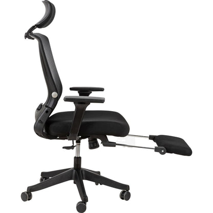 High Back Office Chair with 2d armrest and foot rest, tilt function max 128,Black