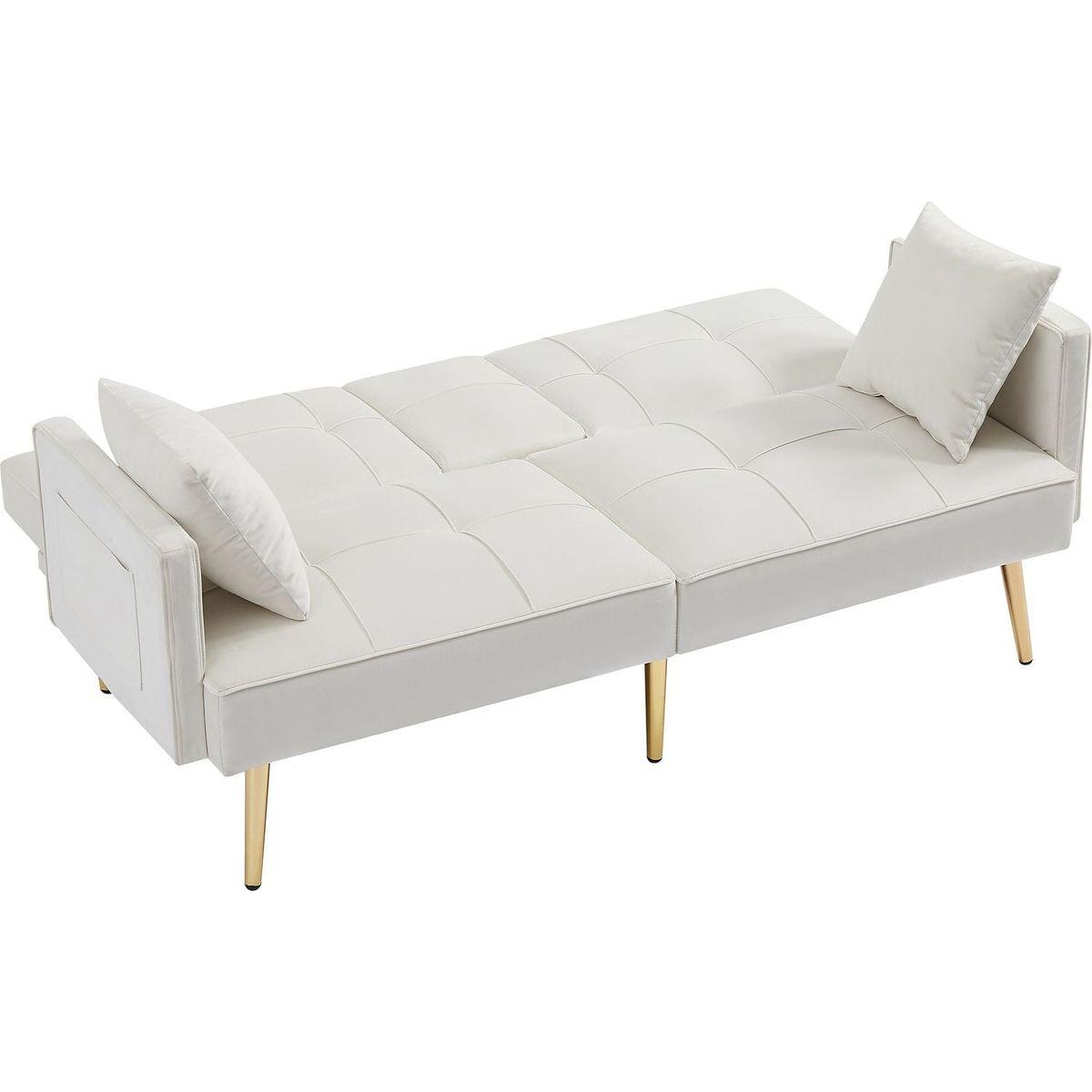 Cream White VELVET SOFA BED