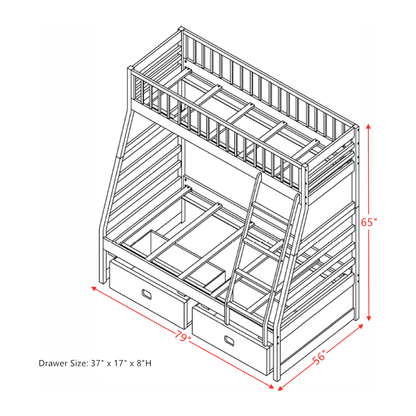 Jason Bunk Bed (Twin/Full) in White