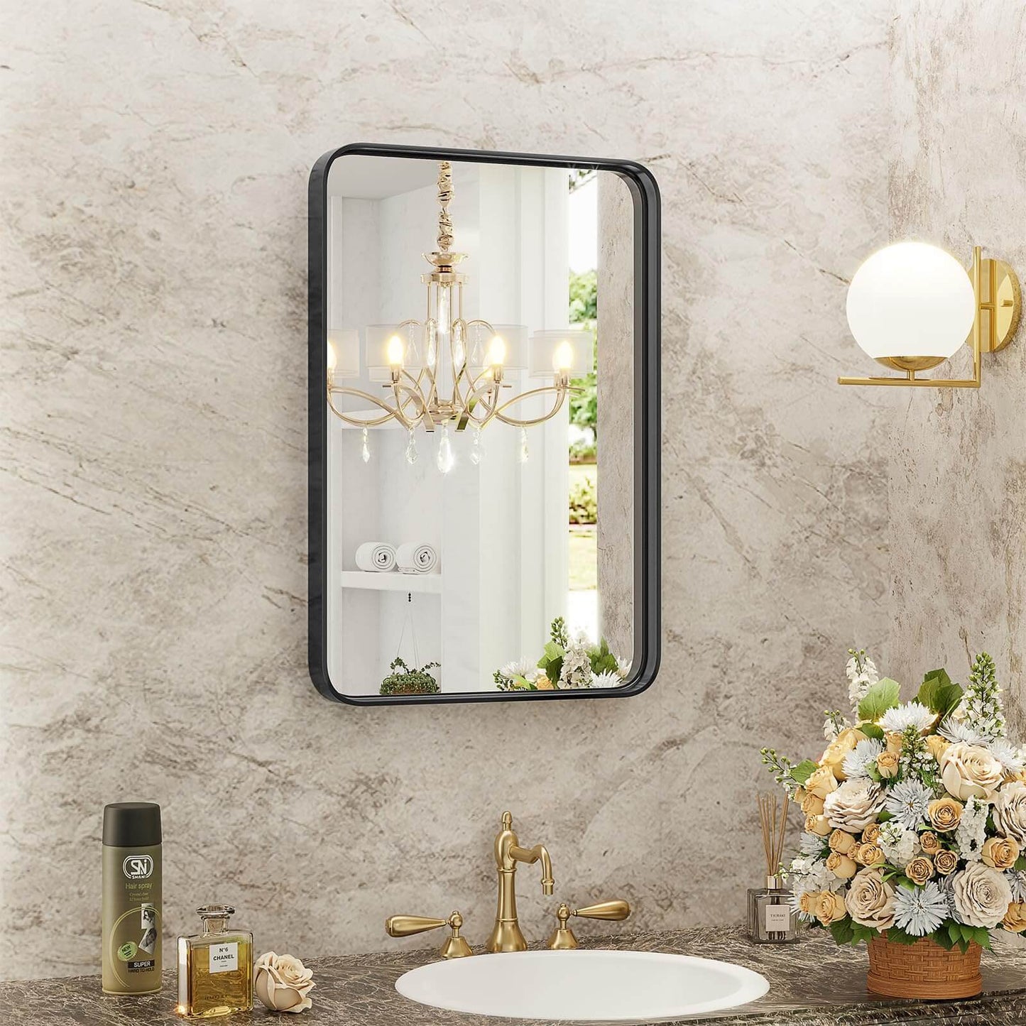 Bathroom Mirror Vanity Mirror for Wall,Aluminum Alloy Framed Wall Mirror Farmhouse,30"x22"