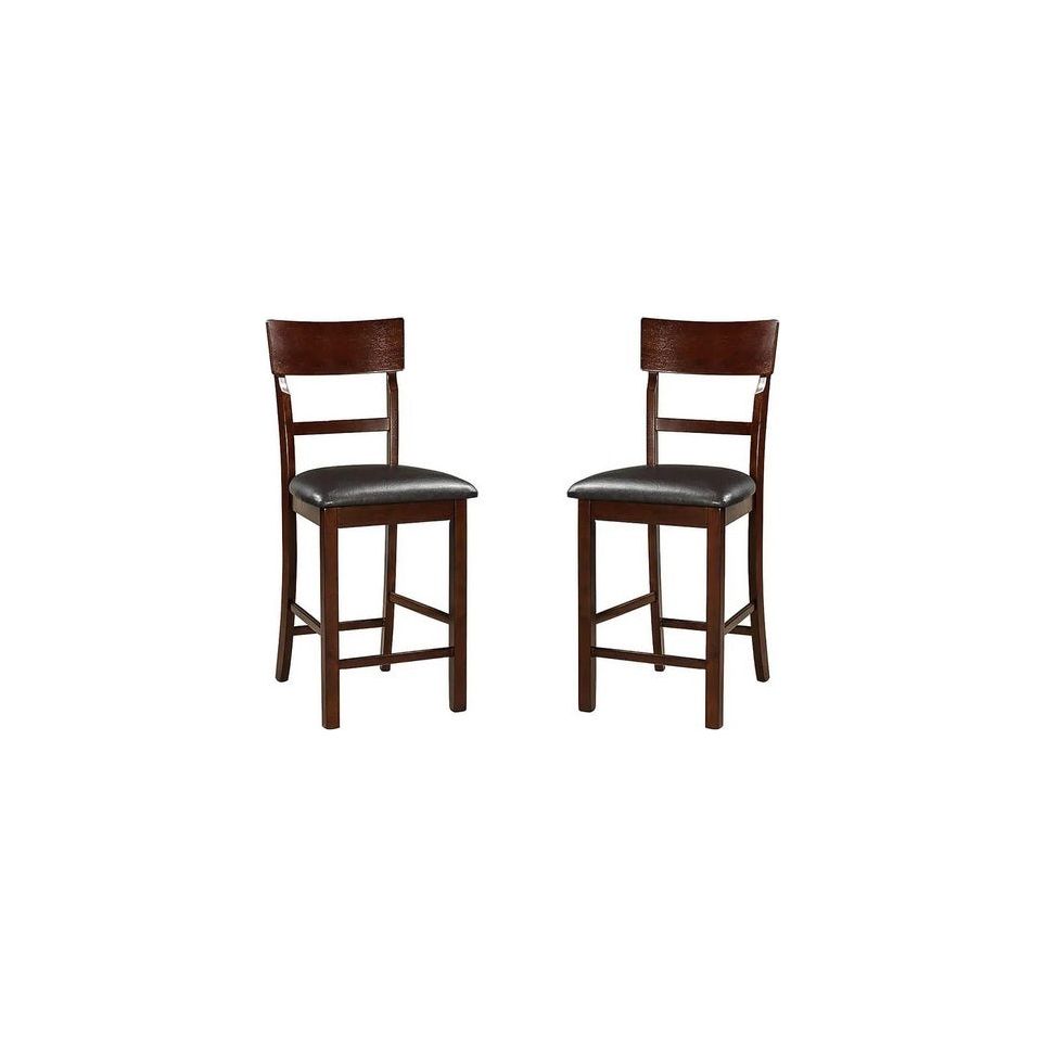 Set of 2 Chairs Dining Room Furniture Dark Brown Cushioned Solid wood Counter Height Chairs