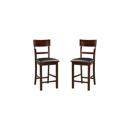 Set of 2 Chairs Dining Room Furniture Dark Brown Cushioned Solid wood Counter Height Chairs