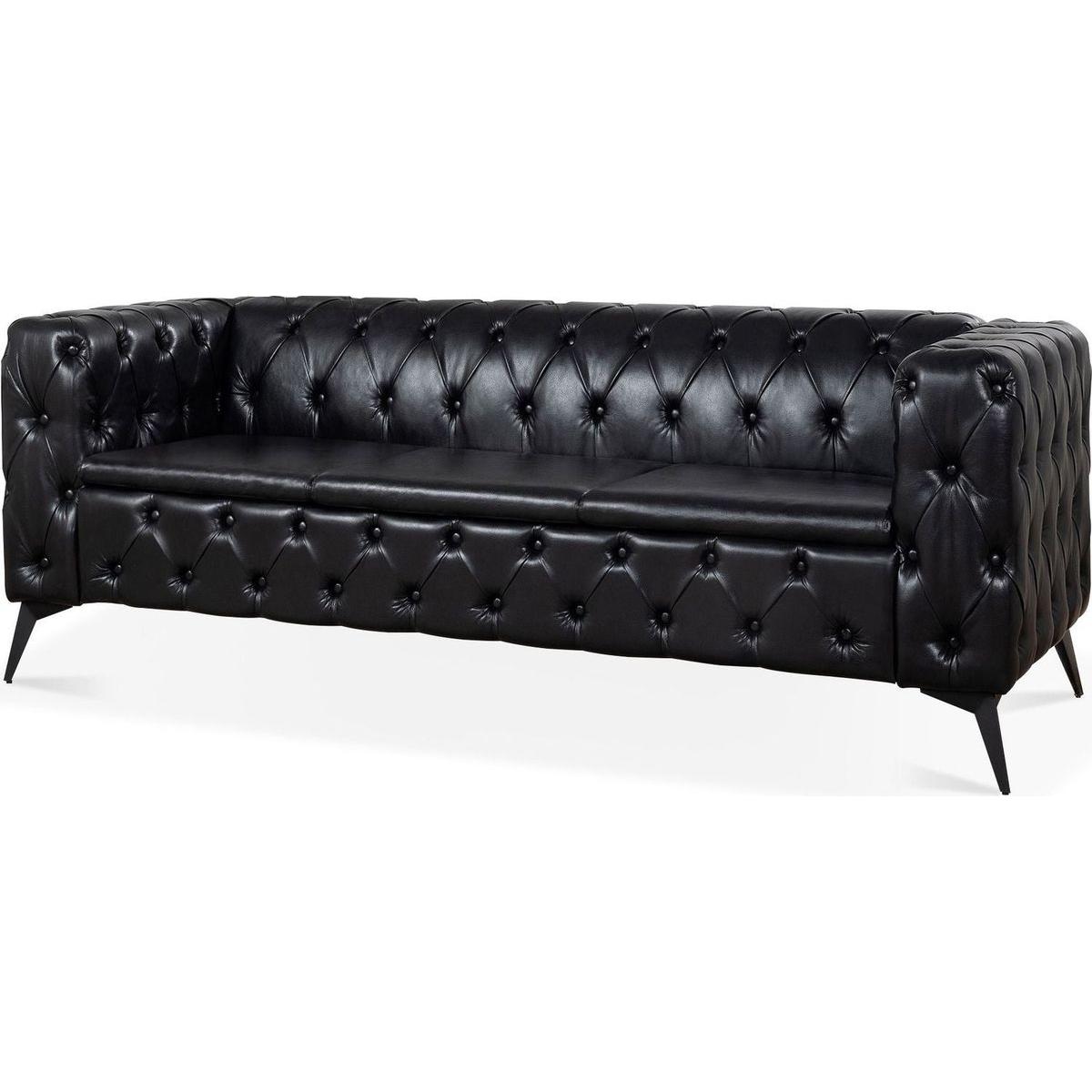 84.06 Inch Width Traditional Square Arm removable cushion 3 seater Sofa