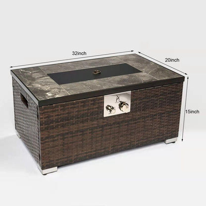 Outdoor Fire Table Gas Fire Pit Rattan gas fire table, 40,000BTU gas fire table with tile tabletop