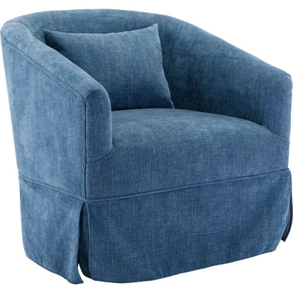 degree Swivel Accent Armchair Linen Blend Blue