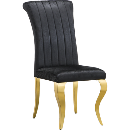 Modern Velvet Dining Chairs Set of 2, Upholstered Accent Armless Chairs with Stripe Backrest