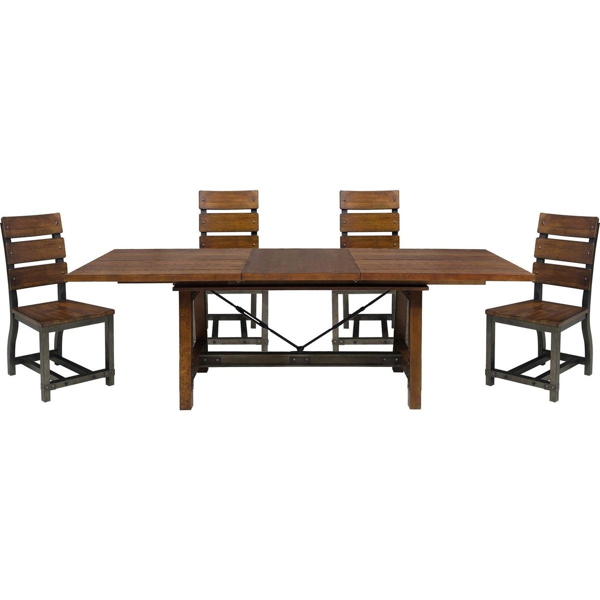 Unique Look Wood Framing Side Chairs 2pc Set Rustic Brown and Gunmetal Finish Industrial Design Casual Dining Furniture