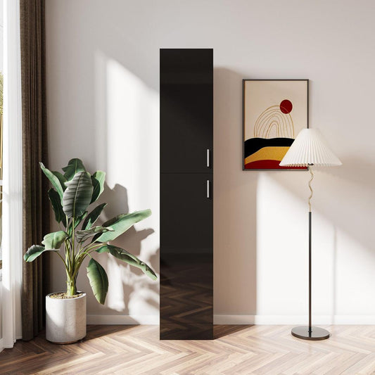 Freestanding Cabinet with Inadjustable Shelves and two Doors for Kitchen, Dining Room, black - Streamdale Furniture