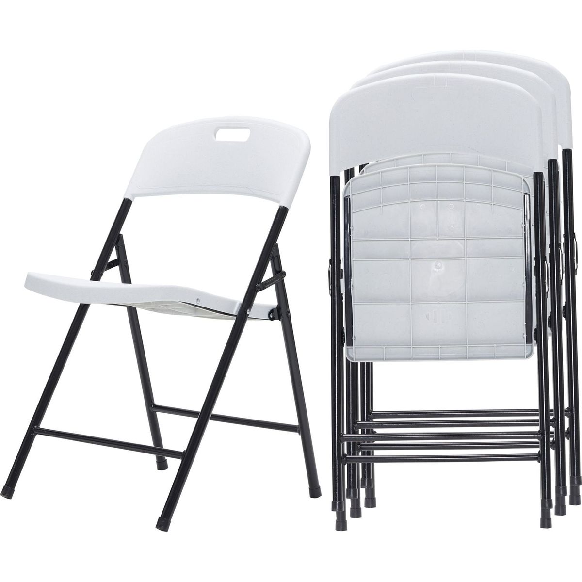 4 Pack Portable Plastic Folding Chairs, Sturdy Design, Indoor/Outdoor Events, Perfect for Camping/Picnic/Tailgating/Party, Easy to Clean, White