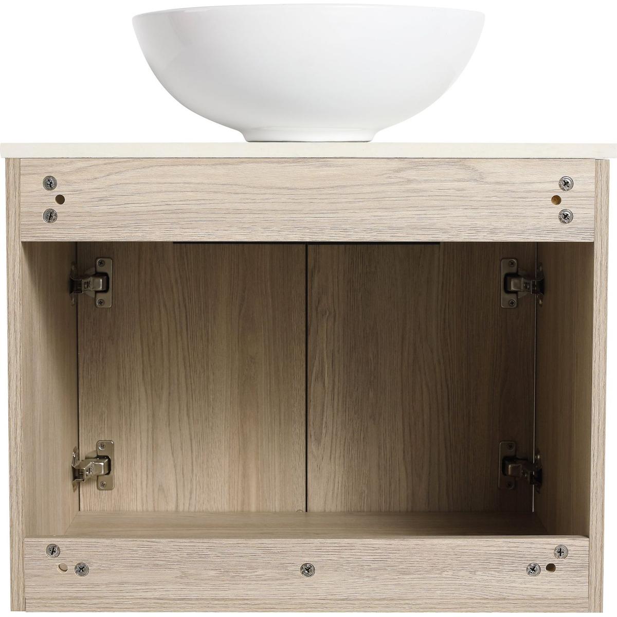 24" Modern Design Float Bathroom Vanity With Ceramic Basin Set, Wall Mounted White Oak Vanity With Soft Close Door, KD-PackingD-Packing Pieces
