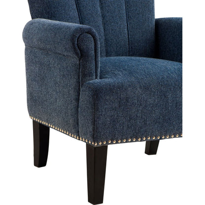 Accent Rivet Tufted Polyester Armchair, Navy Blue