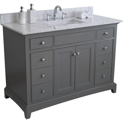 49"x 22" bathroom stone vanity top carrara jade engineered marble color with undermount ceramic sink and 3 faucet hole with backsplash