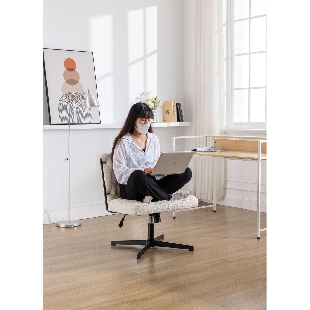 Armless Office Desk Chair No Wheels