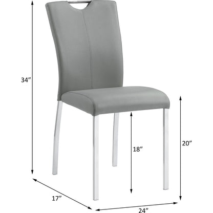 Pagan Side Chair (Set-2) in Gray PU & Chrome Finish