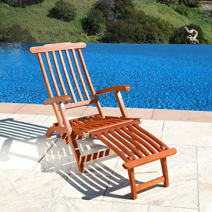 Malibu Outdoor Wood Folding Steamer Lounge