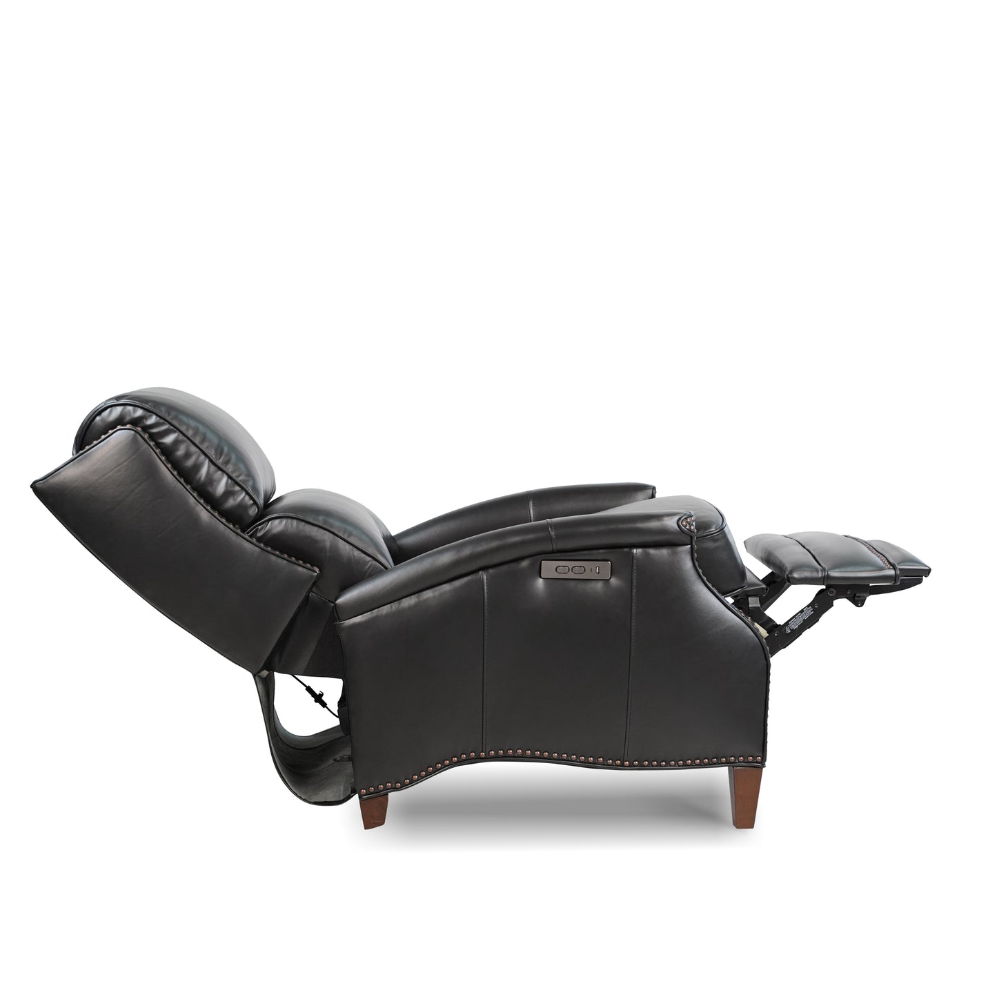 Hekkin II Genuine Top Grain Leather Power Recliner | Adjustable Headrest | Removeable Cushion | Nailhead Trim | Extendable Footboard