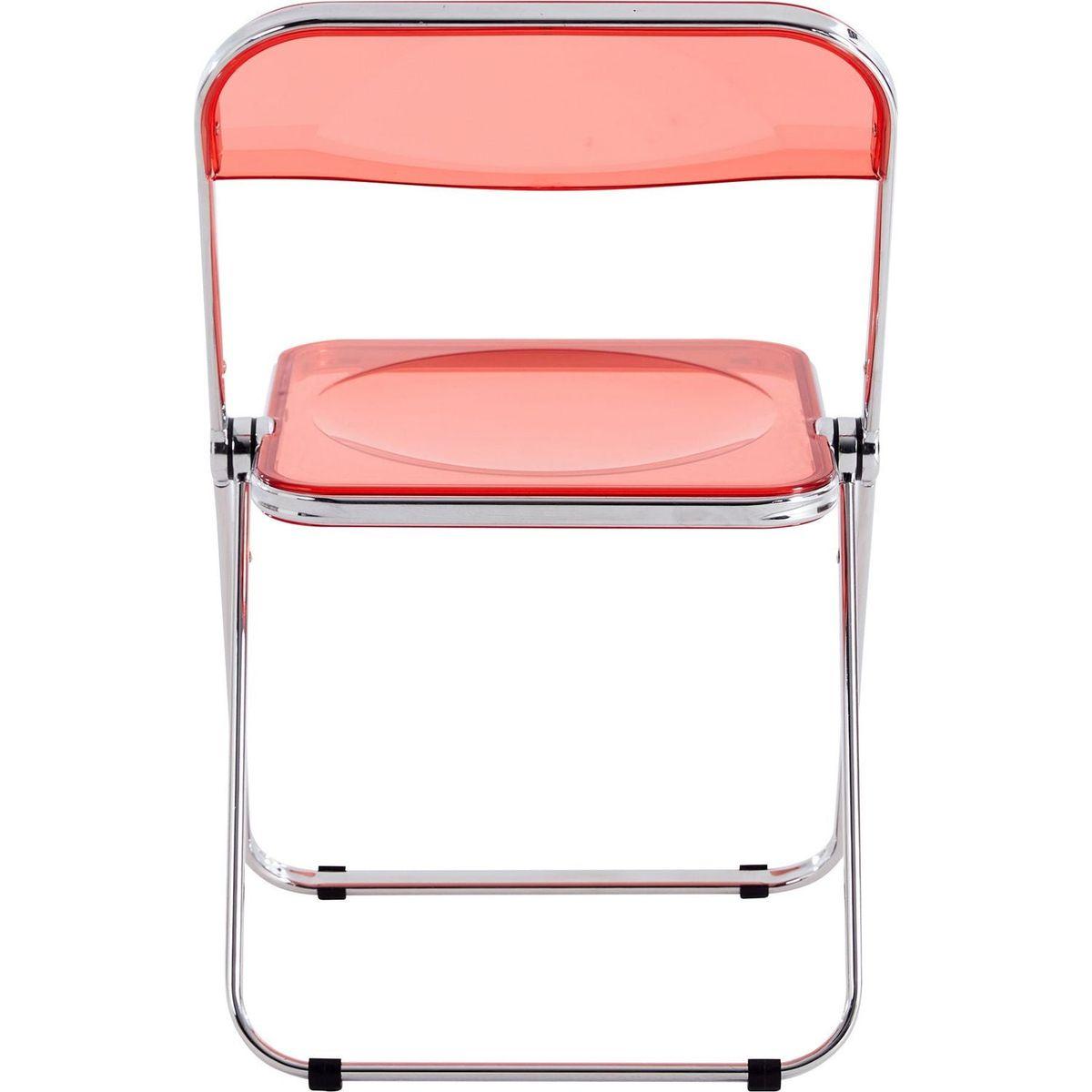 RED Clear Transparent Folding Chair Chair Pc Plastic Living Room Seat