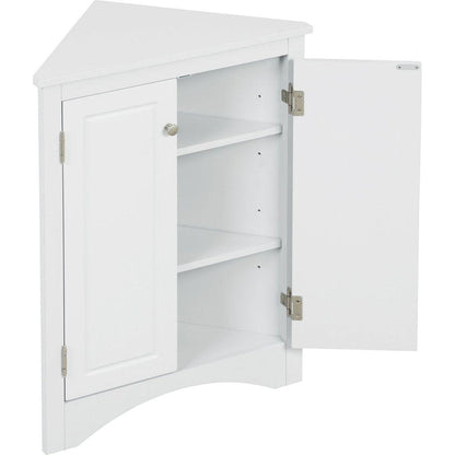 White Triangle Bathroom Storage Cabinet with Adjustable Shelves, Freestanding Floor Cabinet for Home Kitchen