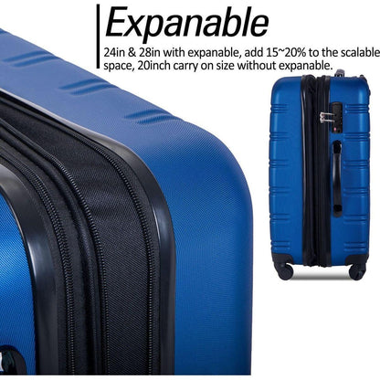 3 Piece Luggage Set Hardside Spinner Suitcase with TSA Lock 20" 24' 28" Available
