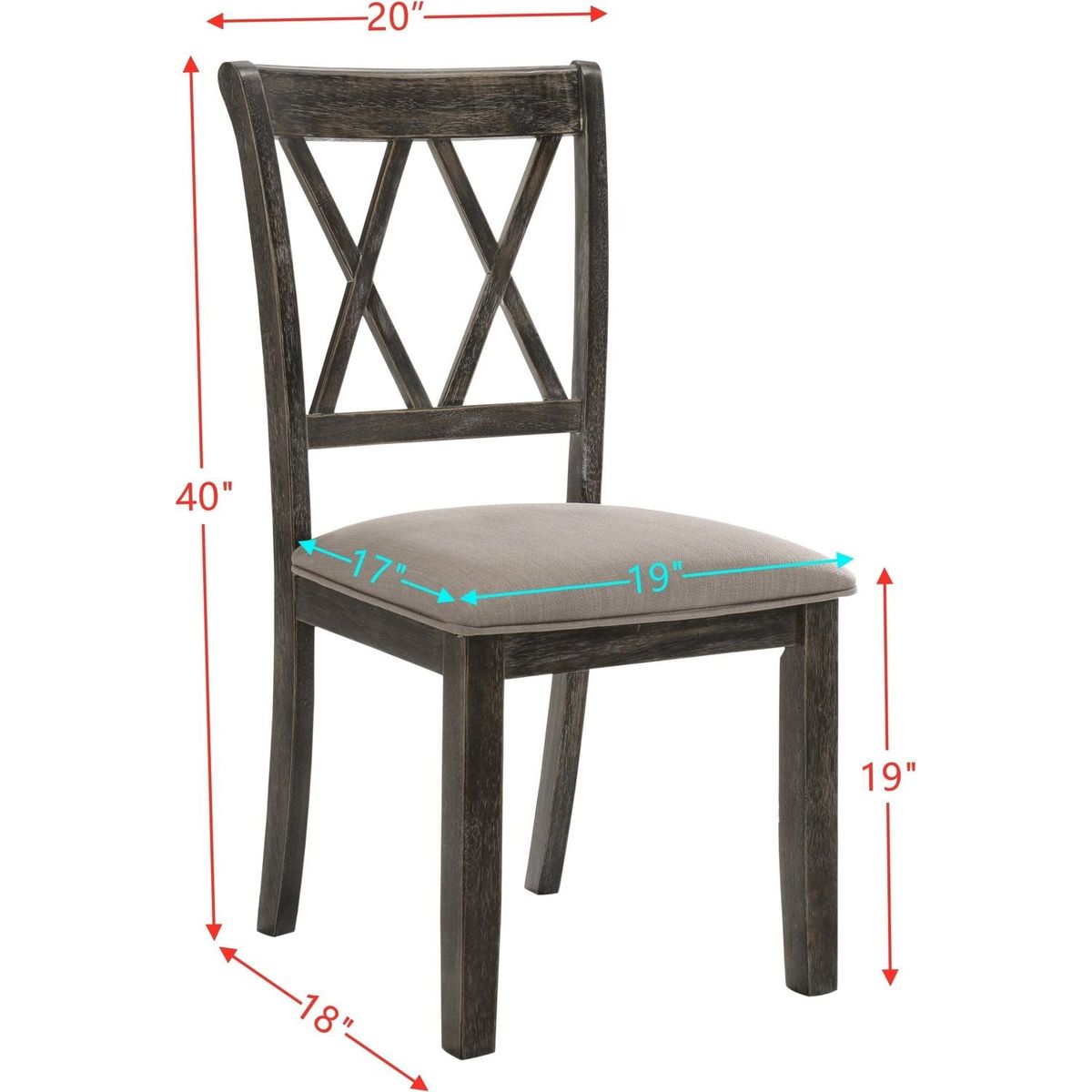 Claudia II Side Chair (Set-2) in Fabric & Weathered Gray