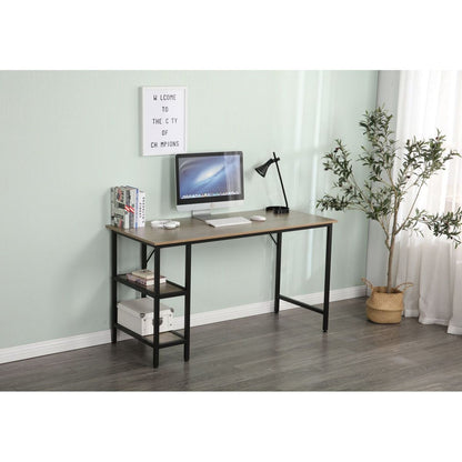 55-inch oversized light gray wood grain, best-selling home office computer desk, study writing desk with two-layer bookshelf