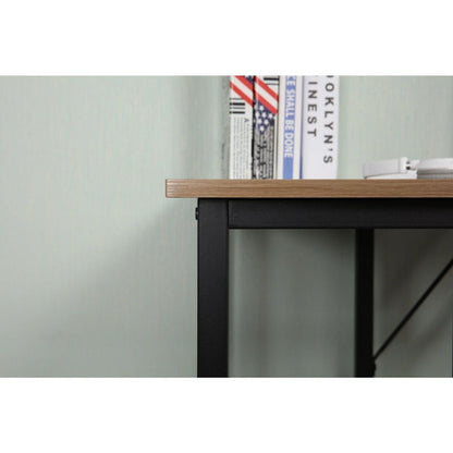 55-inch oversized light gray wood grain, best-selling home office computer desk, study writing desk with two-layer bookshelf