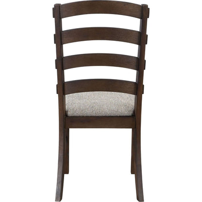 Pascaline Side Chair (Set-2), Gray Fabric, Rustic Brown & Oak Finish