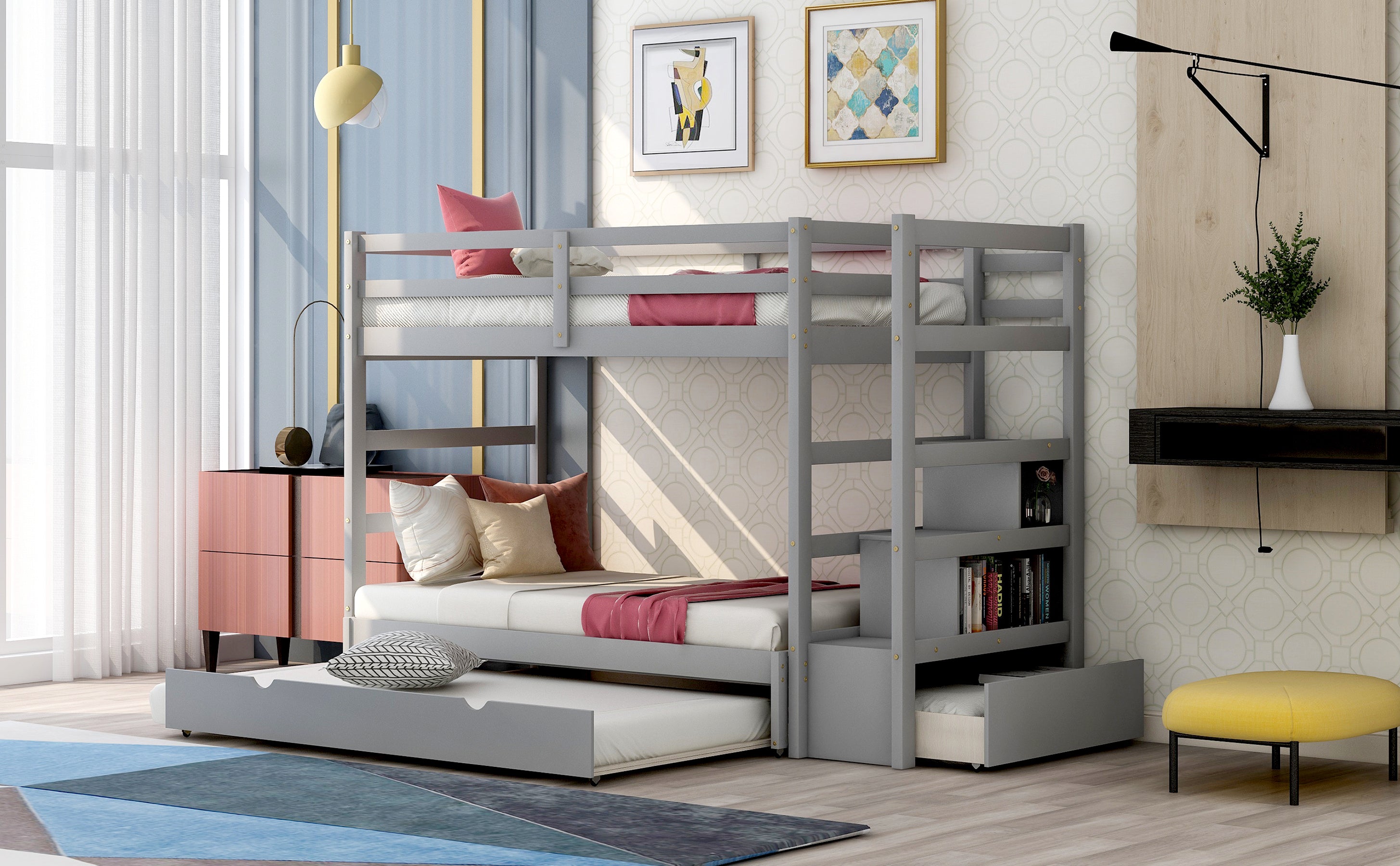 King fashion twin bunk bed