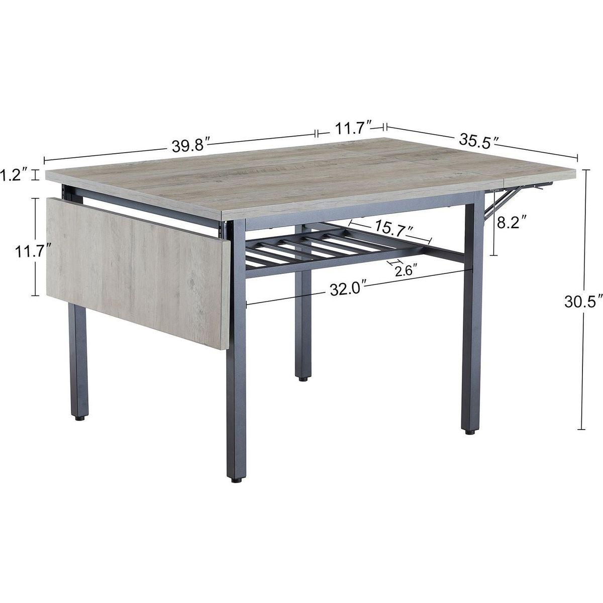 Folding Dining Table, 1.2 inches thick table top, for Dining Room, Living Room, Grey, 63.2" L x 35.5" W x 30.5" H.