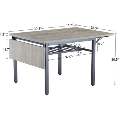 Folding Dining Table, 1.2 inches thick table top, for Dining Room, Living Room, Grey, 63.2" L x 35.5" W x 30.5" H.
