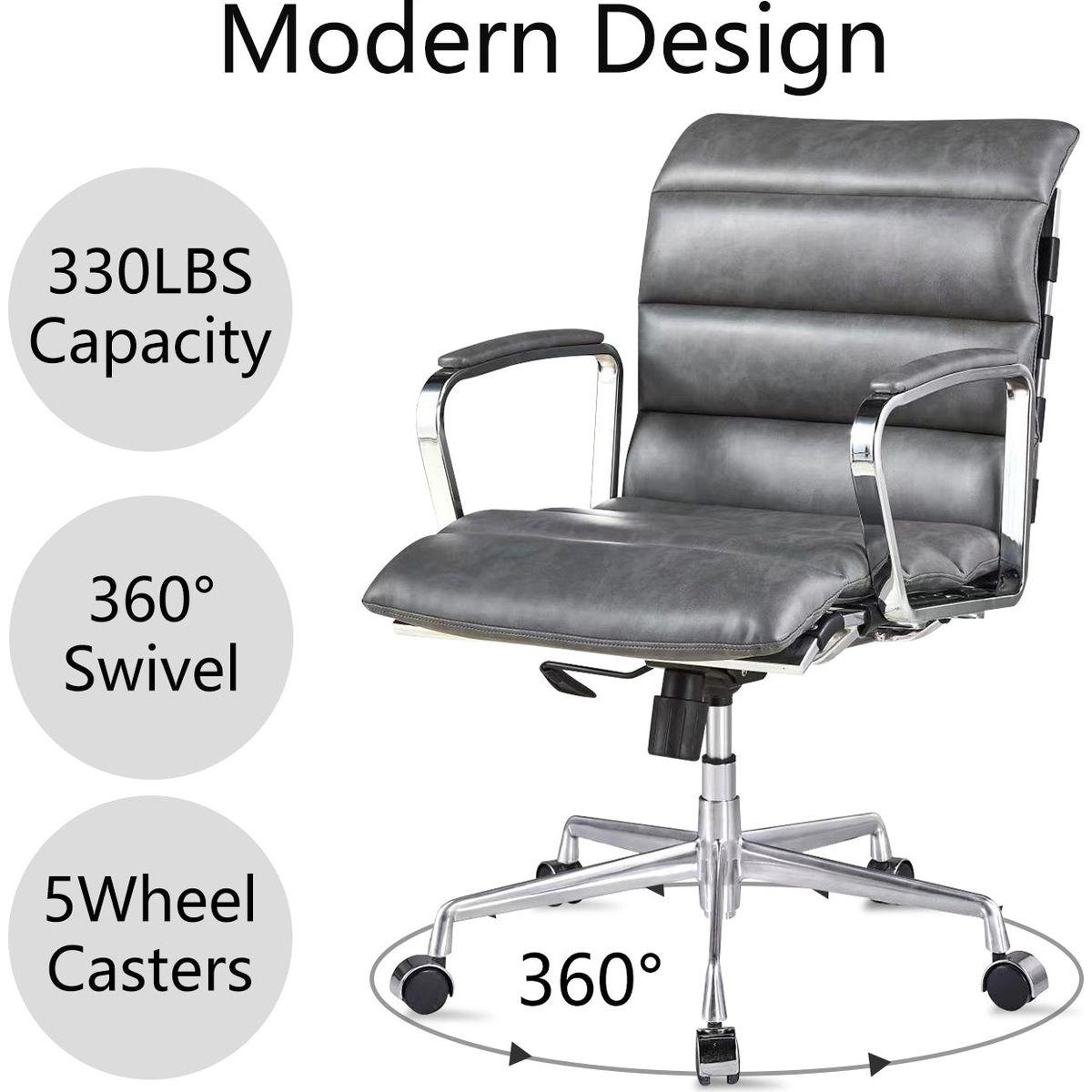 Modern swivel office desk chair luxury executive boss ergonomic computer chair armrest brown color metal frame office chair