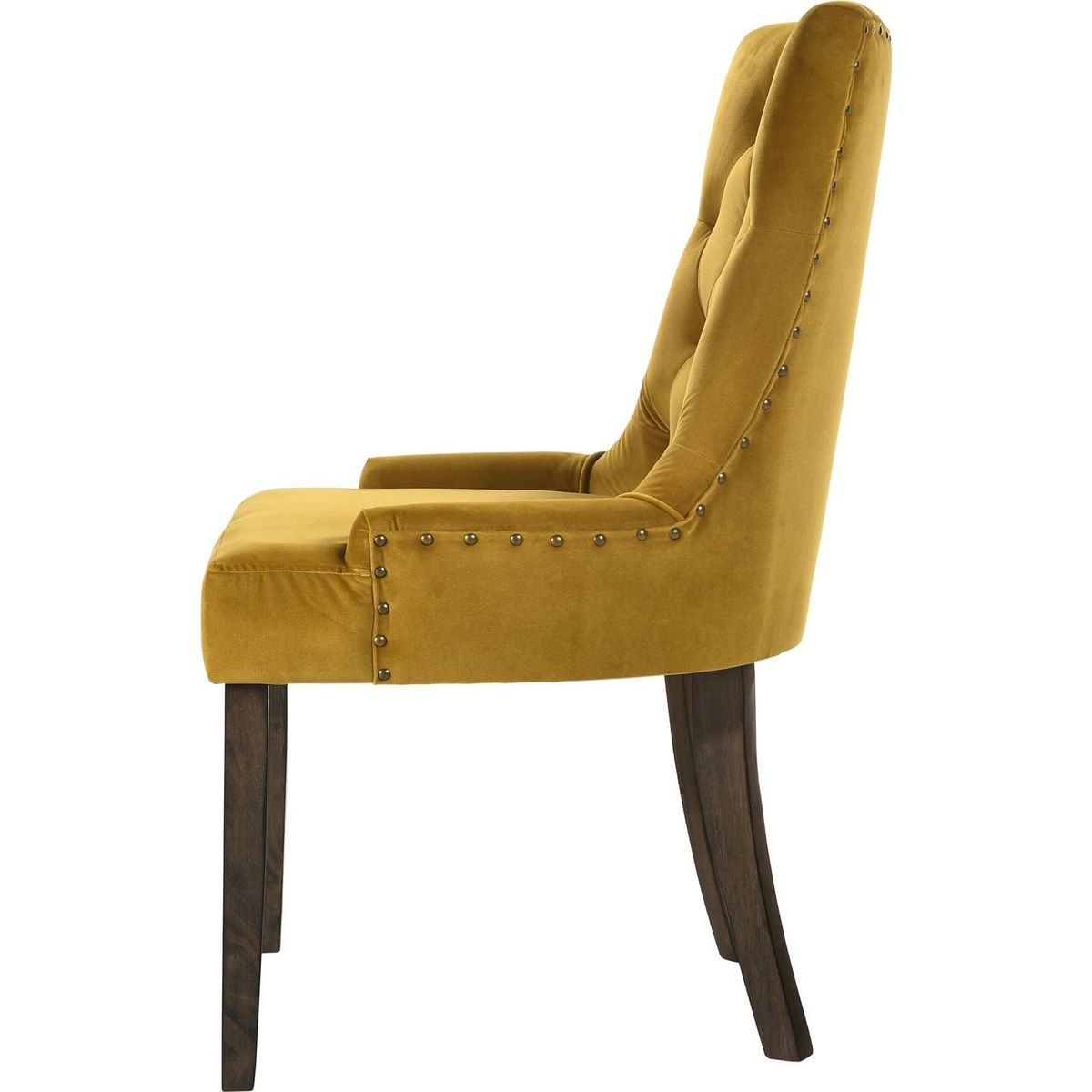 Farren Side Chair, Yellow Velvet & Espresso Finish