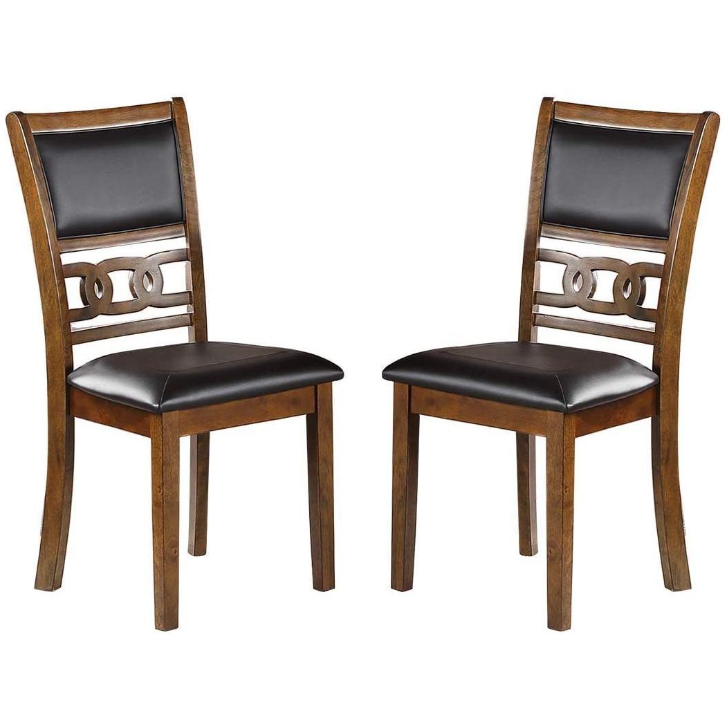 Dining Room Furniture Walnut Finish Set of 2 Side Chairs Cushion Seats Unique Back Kitchen Breakfast Chairs