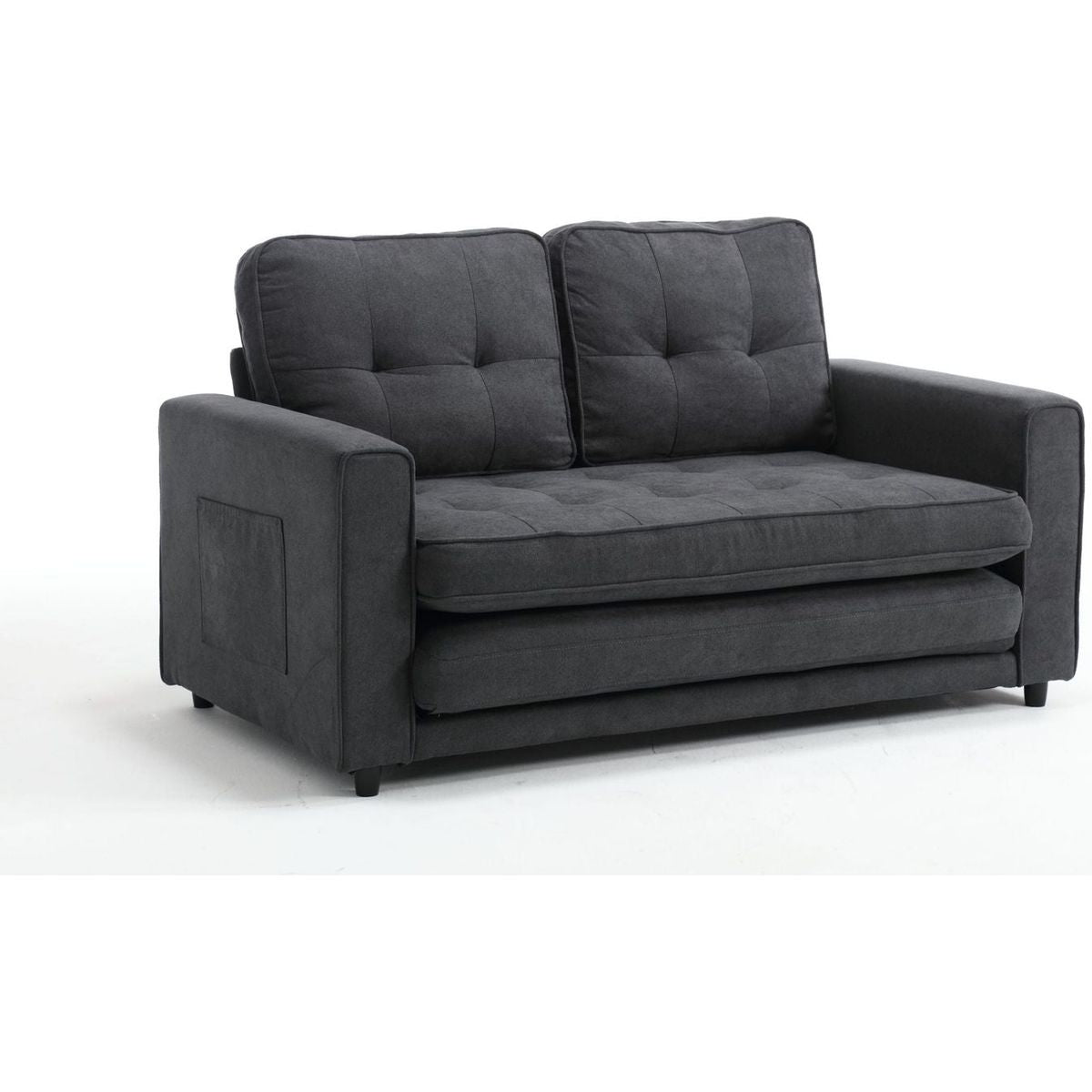 3 Fold Sofa,Convertible Futon Couch sleeper sofabed,Space saving loveseat,Pull Out Couch Bed for Living Room,Dark Gray & Light Gray & Beige,Velvet linen fabric