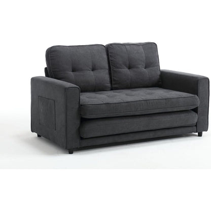 3 Fold Sofa,Convertible Futon Couch sleeper sofabed,Space saving loveseat,Pull Out Couch Bed for Living Room,Dark Gray & Light Gray & Beige,Velvet linen fabric