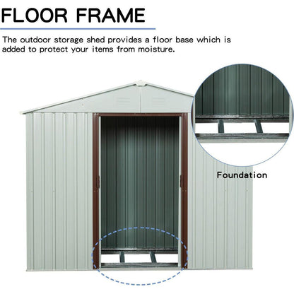 8ft x 4ft Outdoor Metal Storage Shed White YX48