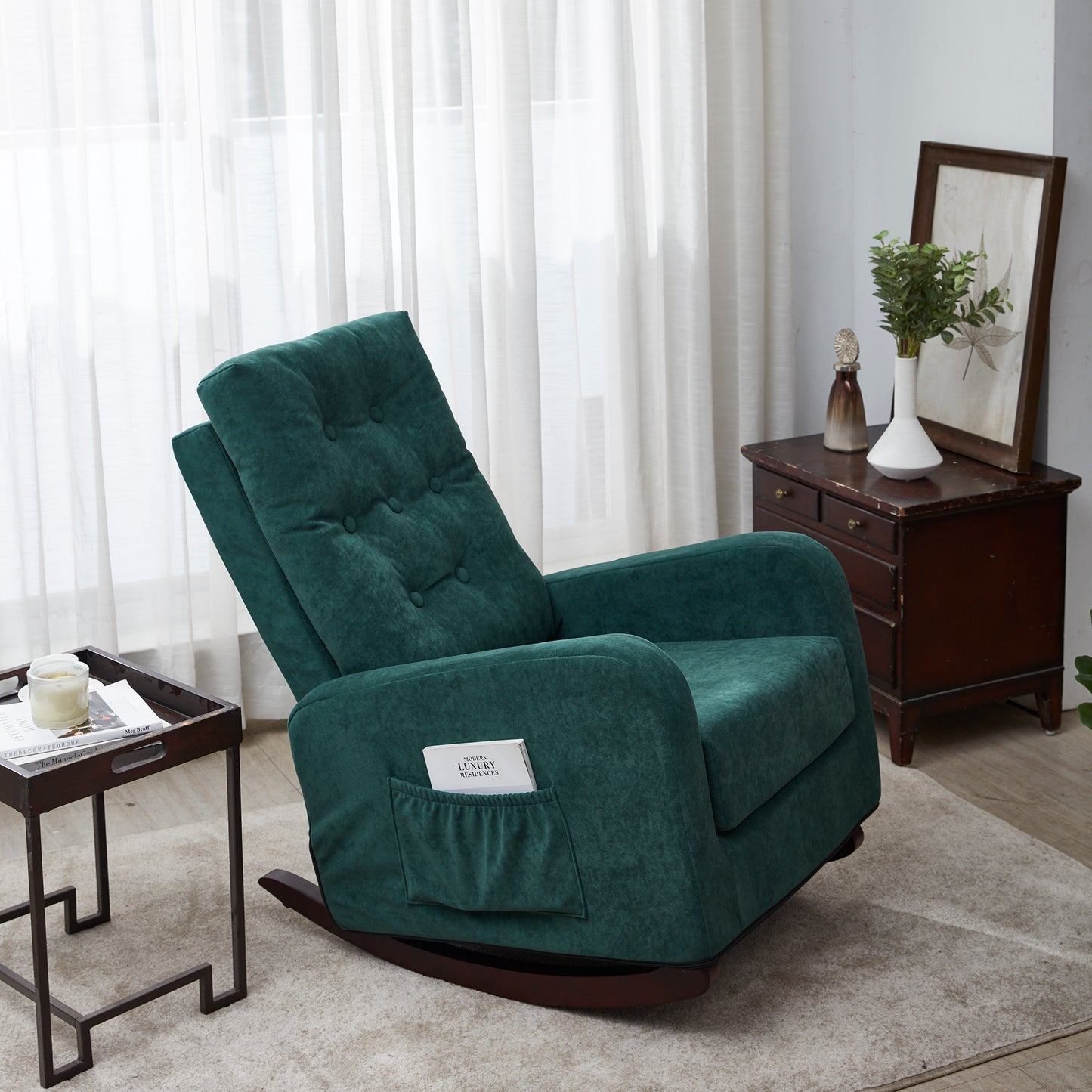 Accent chair TV Chair Living room Chair Lazy Recliner Comfortable Fabric Leisure Sofa, Modern High Back Armchair