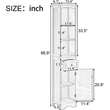 Tall Bathroom Cabinet, Freestanding Storage Cabinet with Drawer, MDF Board, Adjustable Shelf, Grey