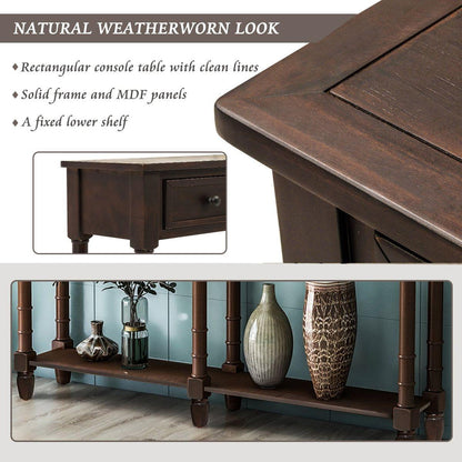 Console Table Sofa Table Easy Assembly with Two Storage Drawers and Bottom Shelf for Living Room, Entryway (Espresso)