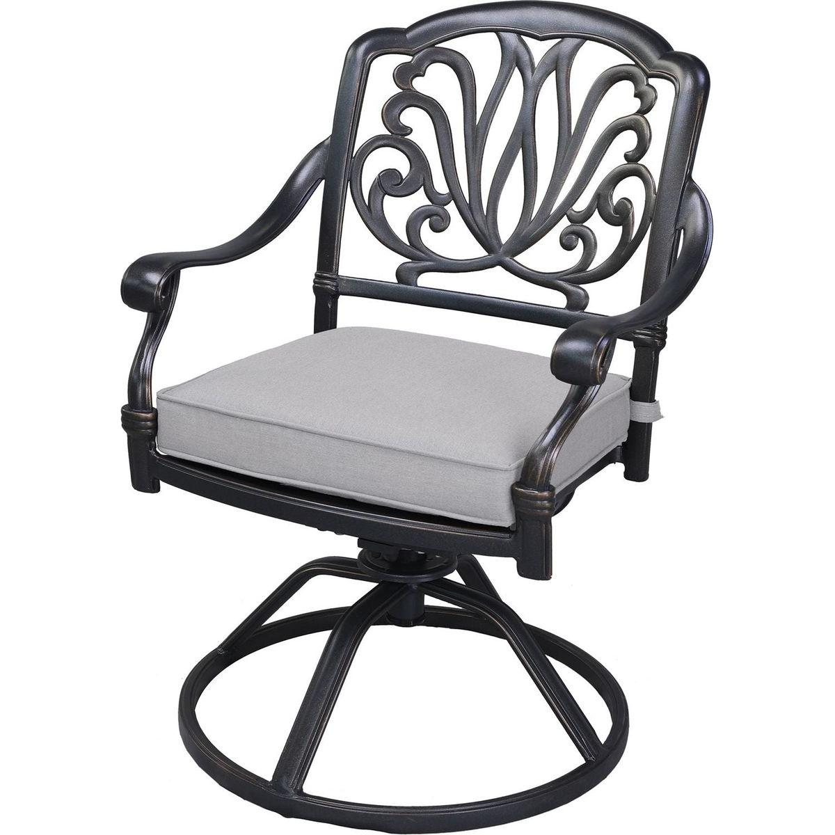 Patio Outdoor Aluminum Dining Swivel Rocker Chairs With Cushion, Set of 2, Cast Silver