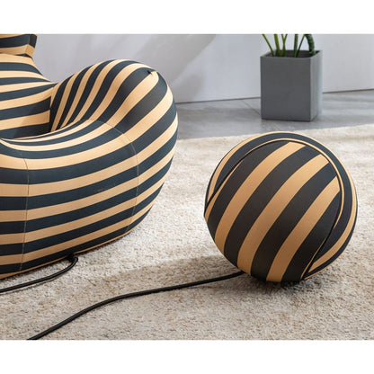 Barrel Chair with Ottoman, Mordern Comfy Stripe Chair for Living Room (3 Colors, 2 Size), Black & Yellow Stripe and Small Size