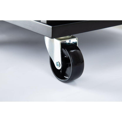 Kitchen Island & Kitchen Cart, Mobile Kitchen Island with Extensible Rubber Wood Table Top, adjustable Shelf Inside Cabinet, 3 Big Drawers, with Spice Rack, Towel Rack, Black-Beech .