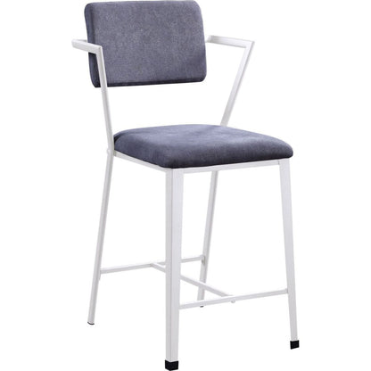 Cargo Counter Height Chair (Set-2), Gray Fabric & White (2Pc/1Ctn)