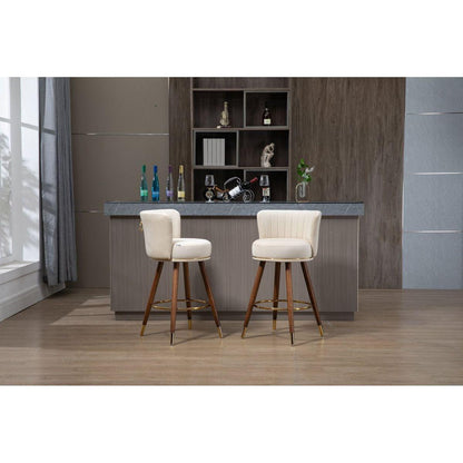 Counter Height Bar Stools Set of 2 for Kitchen Counter Solid Wood Legs with a fixed height of 360 degrees