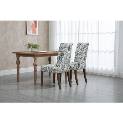 Cover Removable Interchangeable and Washable Taupe Cashew Fabric Upholstered Parsons Chair with Solid Wood Legs 2 PCS