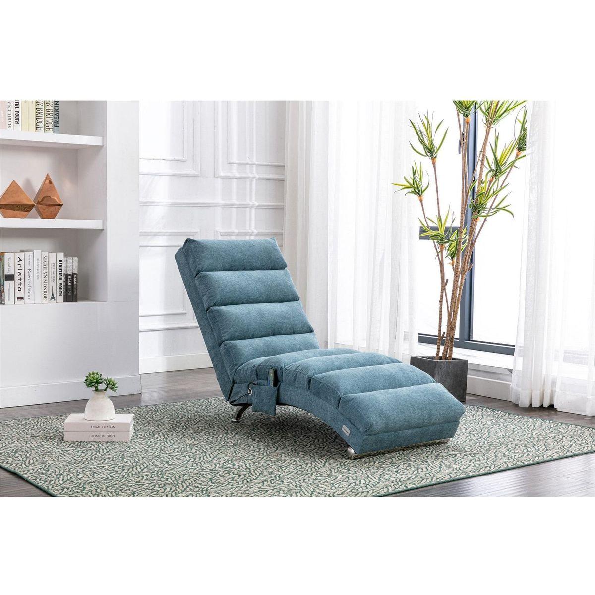 Linen Chaise Lounge Indoor Chair, Modern Long Lounger for Office or Living Room