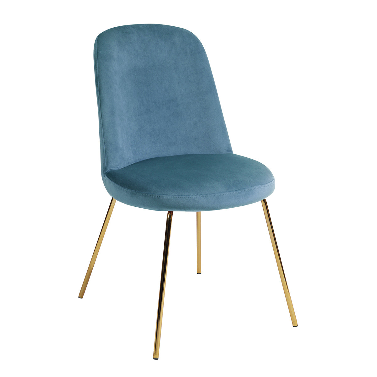 Modern Upholstered Dining Chair Set of 2 with Gold Legs - Blue